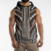 Brown Tongan Polynesian Tribal Sleeveless Zip Hoodie - Polynesian Pride
