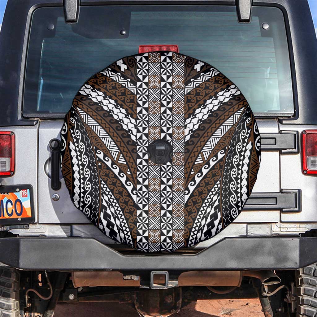 Brown Tongan Polynesian Tribal Spare Tire Cover - Polynesian Pride