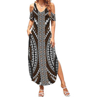 Brown Tongan Polynesian Tribal Summer Maxi Dress - Polynesian Pride