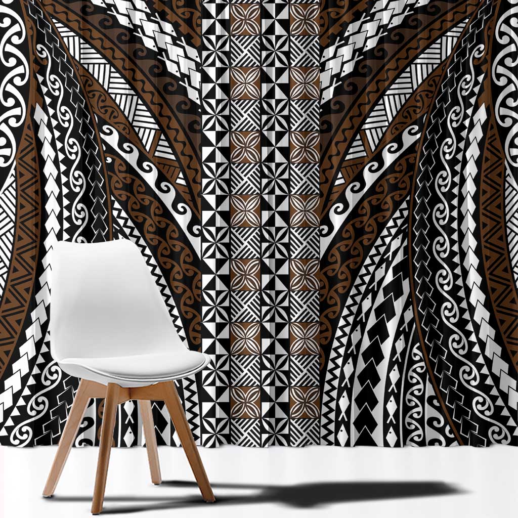 Brown Tongan Polynesian Tribal Window Curtain - Polynesian Pride