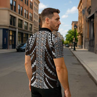 Brown Tongan Polynesian Tribal Zipper Polo Shirt - Polynesian Pride