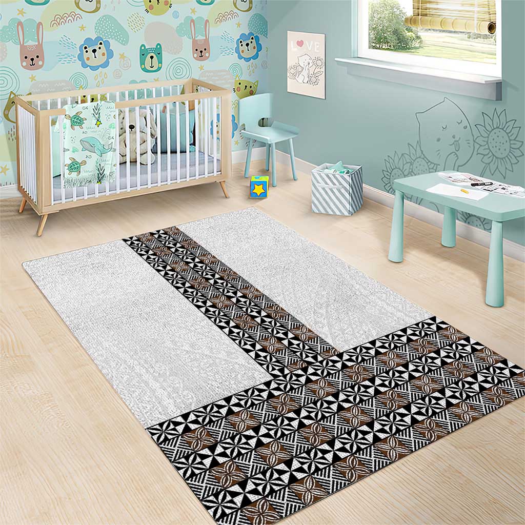 Light Gray Tongan Polynesian Tribal Area Rug - Polynesian Pride