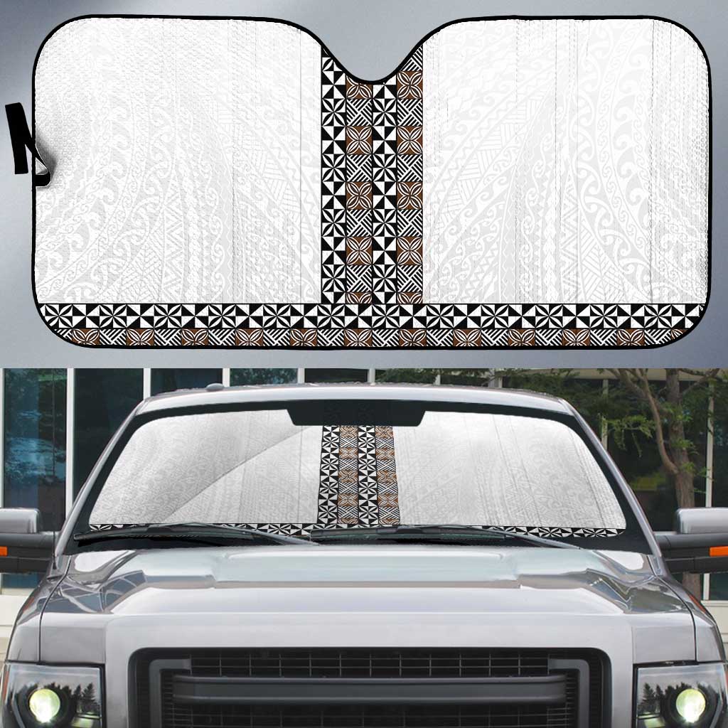 Light Gray Tongan Polynesian Tribal Auto Sun Shade - Polynesian Pride