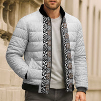 Light Gray Tongan Polynesian Tribal Bomber Puffer Jacket - Polynesian Pride