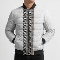 Light Gray Tongan Polynesian Tribal Bomber Puffer Jacket - Polynesian Pride