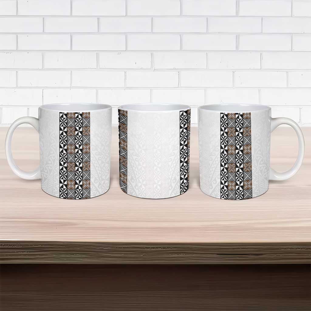 Light Gray Tongan Polynesian Tribal Ceramic Mug - Polynesian Pride