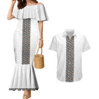 Light Gray Tongan Polynesian Tribal Couples Matching Mermaid Dress and Hawaiian Shirt - Polynesian Pride
