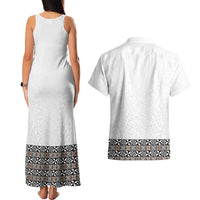 Light Gray Tongan Polynesian Tribal Couples Matching Tank Maxi Dress and Hawaiian Shirt - Polynesian Pride
