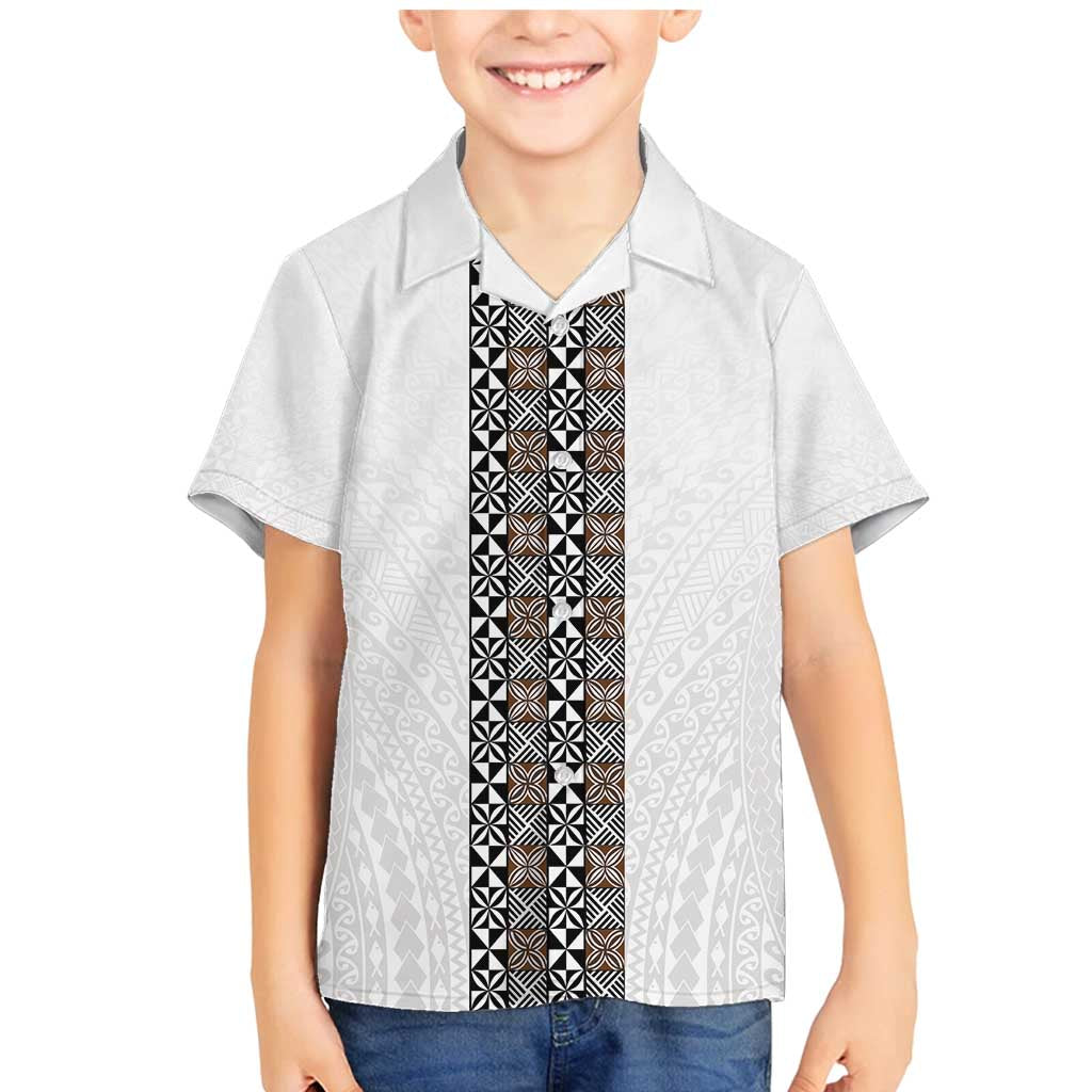 Light Gray Tongan Polynesian Tribal Family Matching Mermaid Dress and Hawaiian Shirt - Polynesian Pride