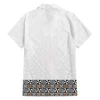 Light Gray Tongan Polynesian Tribal Family Matching Off The Shoulder Long Sleeve Dress and Hawaiian Shirt - Polynesian Pride