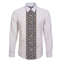 Light Gray Tongan Polynesian Tribal Family Matching Off Shoulder Maxi Dress and Hawaiian Shirt - Polynesian Pride