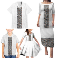 Light Gray Tongan Polynesian Tribal Family Matching Puletasi and Hawaiian Shirt - Polynesian Pride