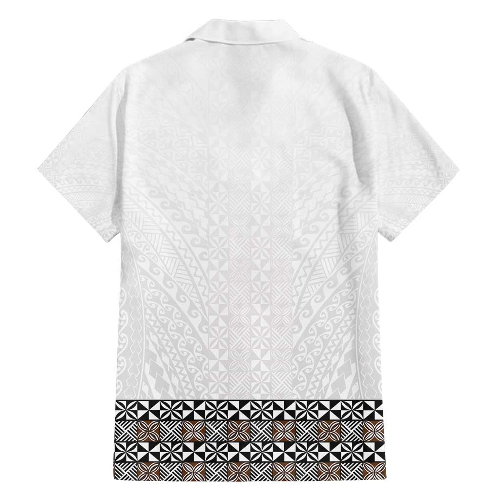 Light Gray Tongan Polynesian Tribal Family Matching Puletasi and Hawaiian Shirt - Polynesian Pride