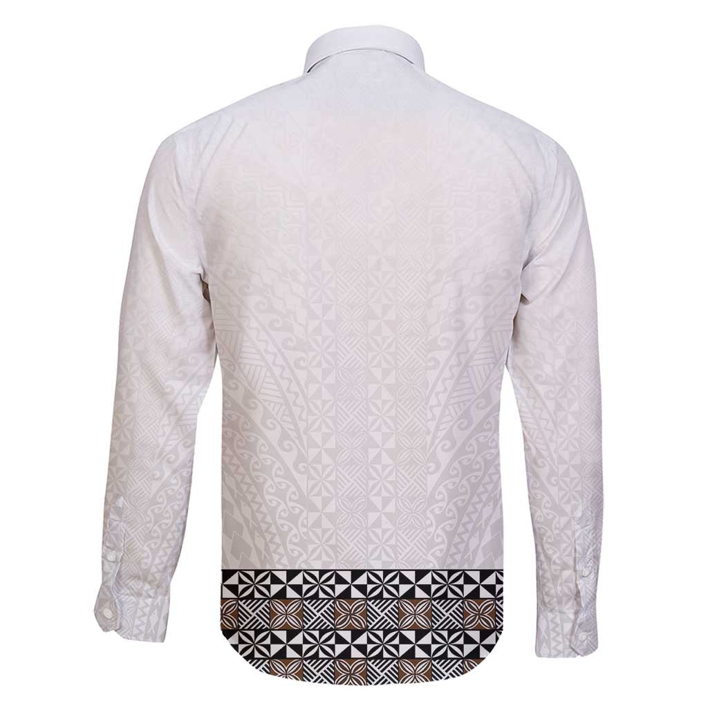 Light Gray Tongan Polynesian Tribal Family Matching Puletasi and Hawaiian Shirt - Polynesian Pride