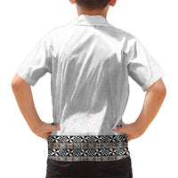 Light Gray Tongan Polynesian Tribal Family Matching Short Sleeve Bodycon Dress and Hawaiian Shirt - Polynesian Pride