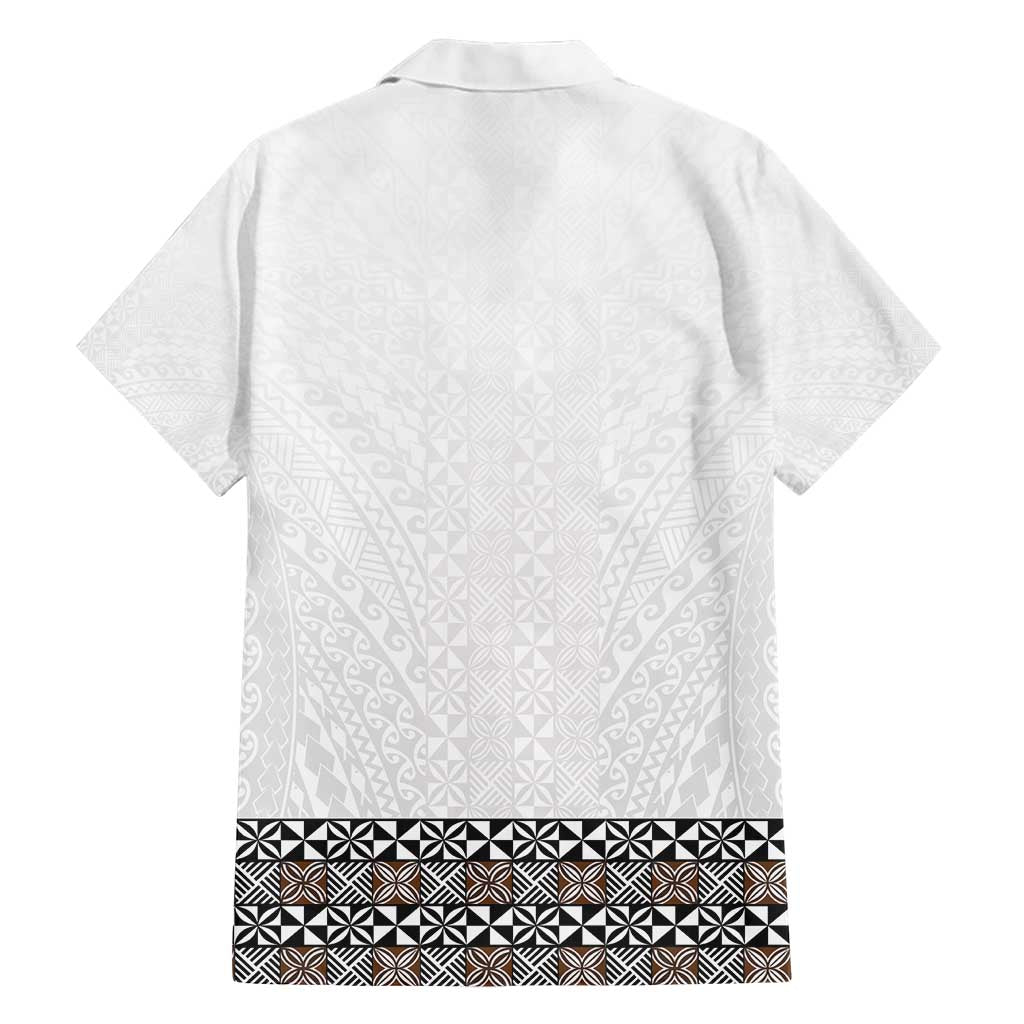 Light Gray Tongan Polynesian Tribal Family Matching Short Sleeve Bodycon Dress and Hawaiian Shirt - Polynesian Pride