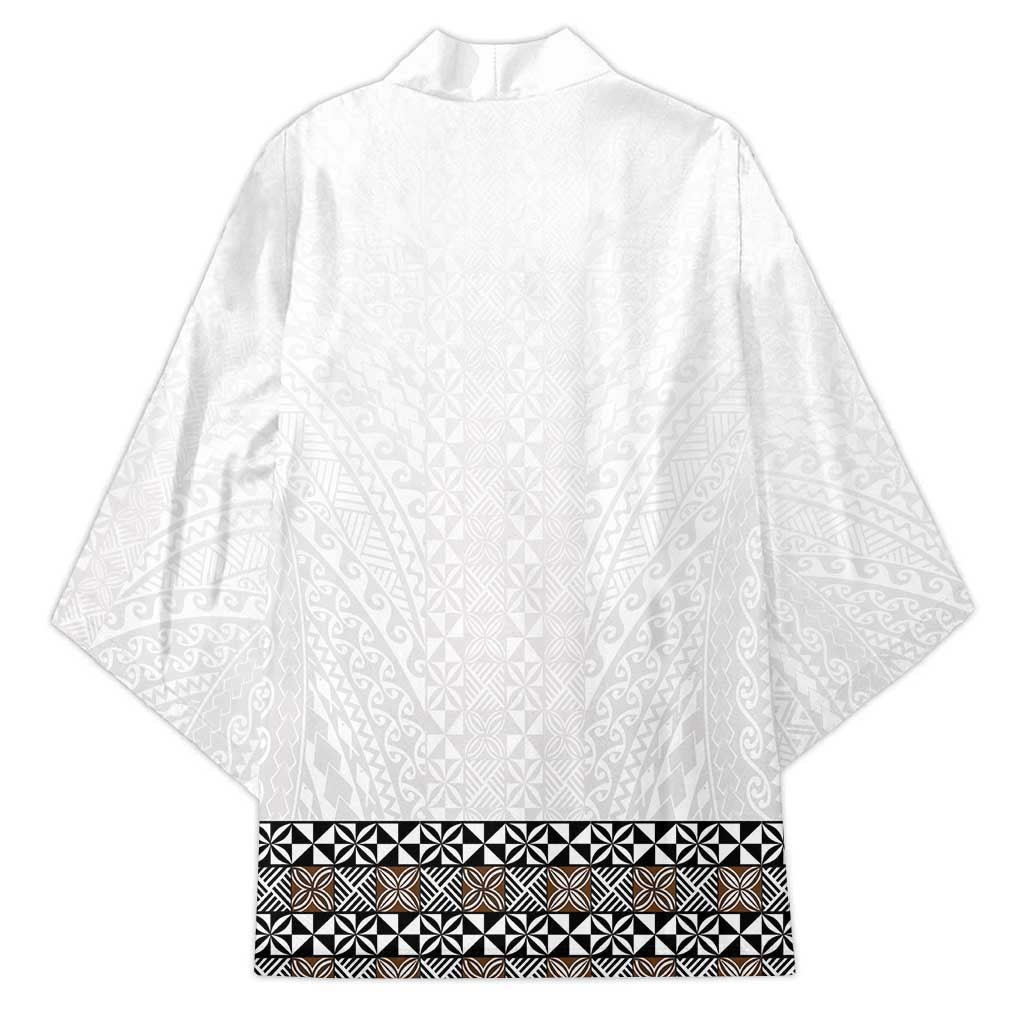 Light Gray Tongan Polynesian Tribal Kimono - Polynesian Pride