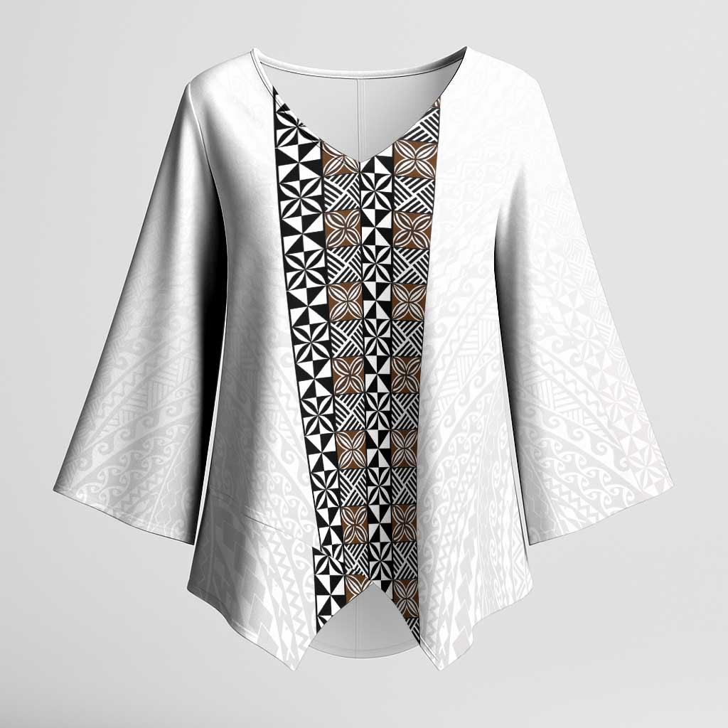 Light Gray Tongan Polynesian Tribal Kimono Sleeve Blouse - Polynesian Pride