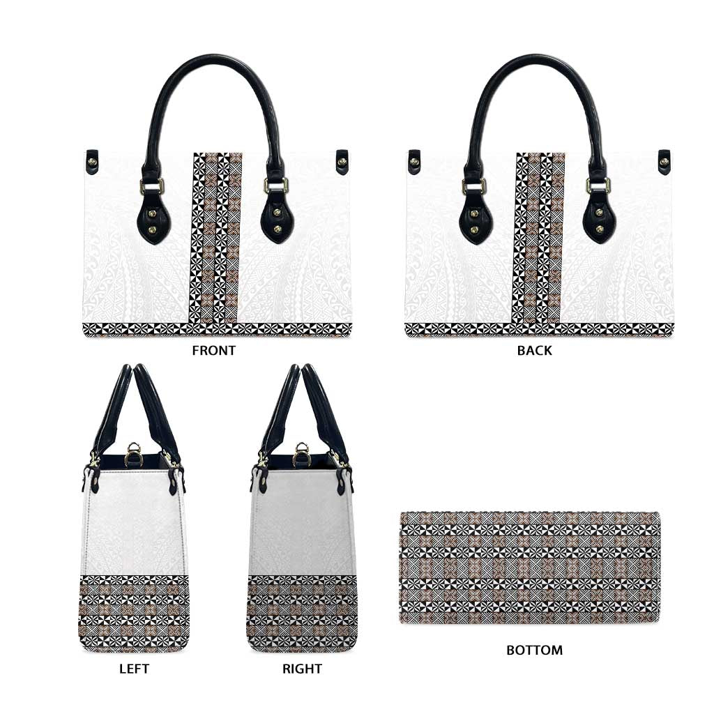 Light Gray Tongan Polynesian Tribal Leather Bag - Polynesian Pride