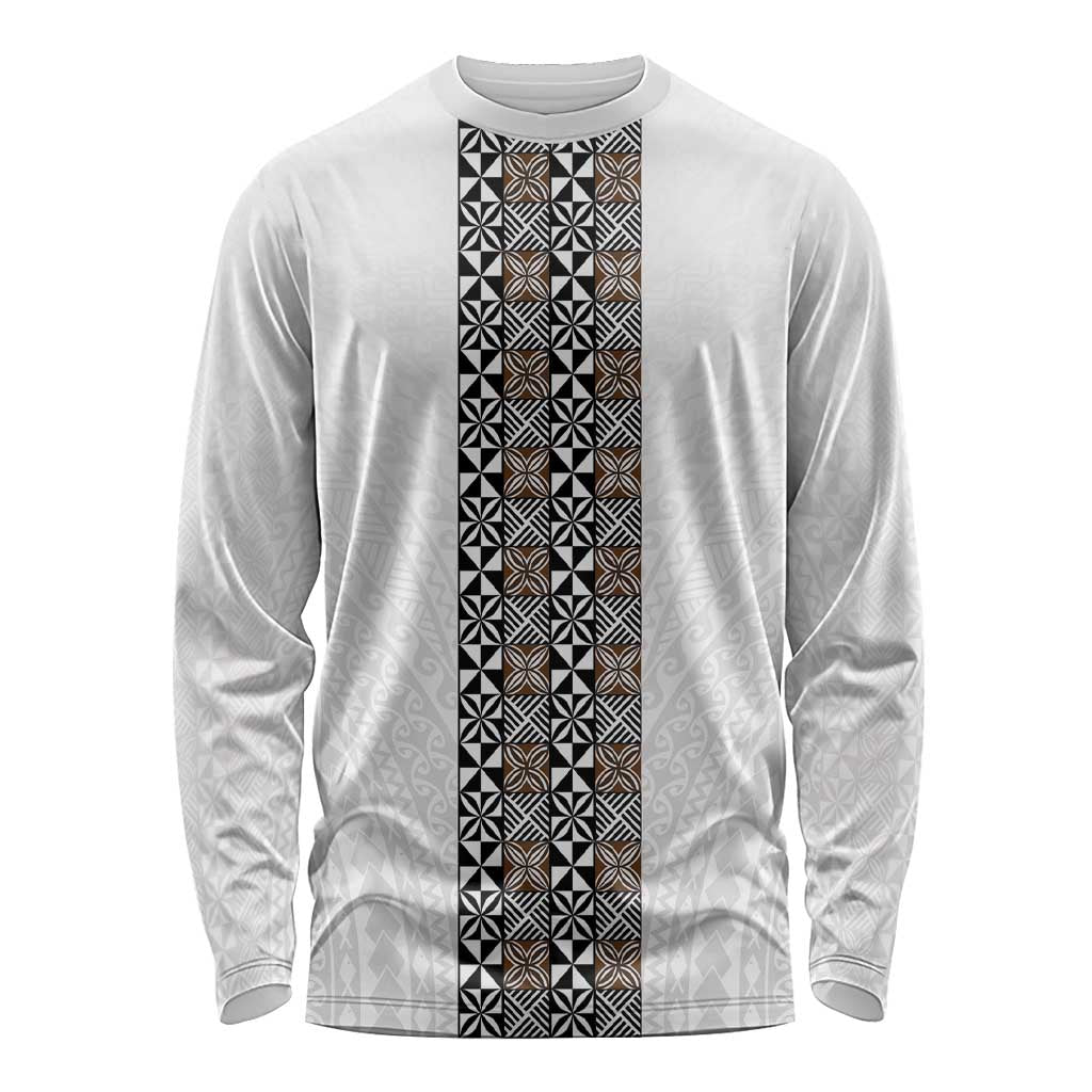 Light Gray Tongan Polynesian Tribal Long Sleeve Shirt - Polynesian Pride