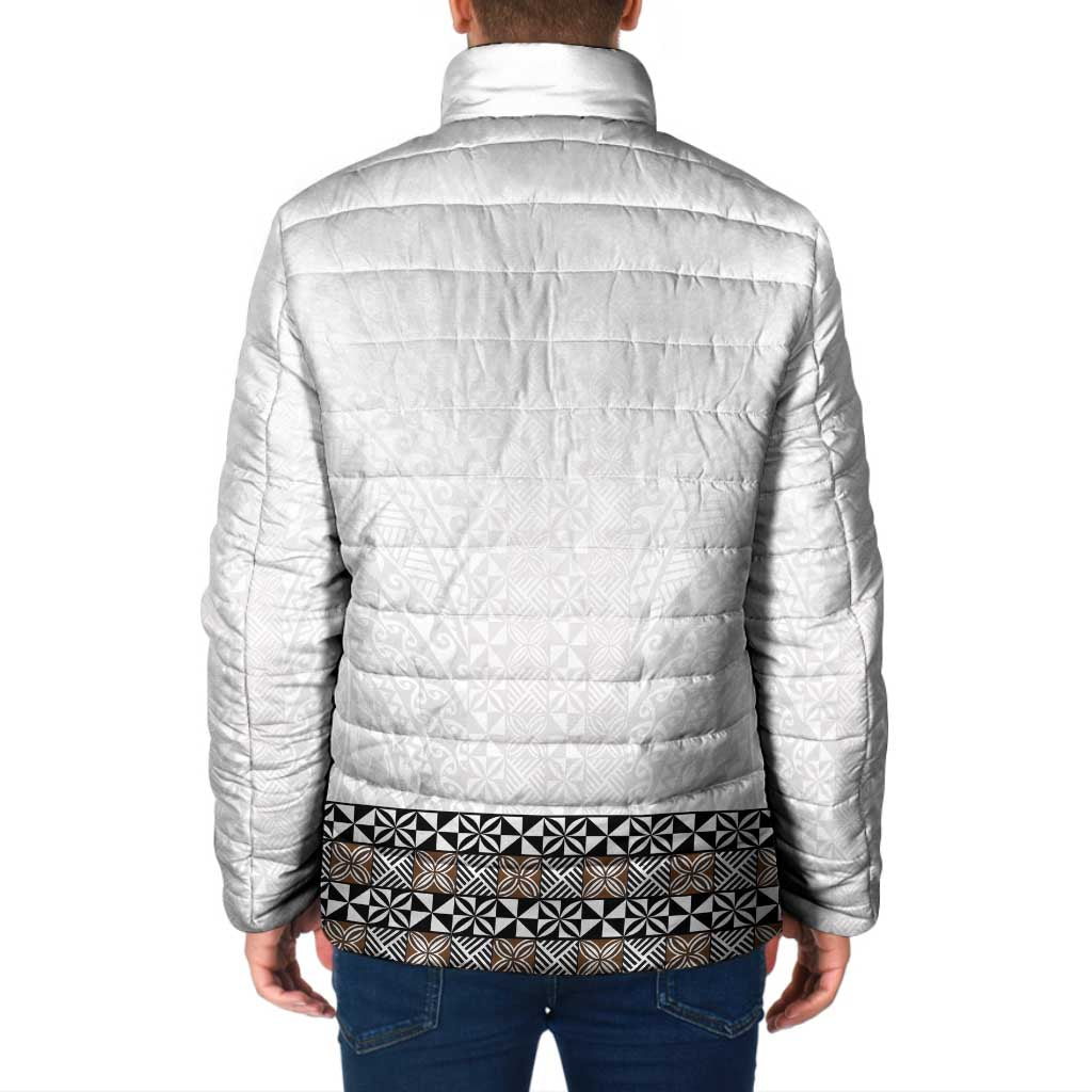 Light Gray Tongan Polynesian Tribal Padded Jacket - Polynesian Pride