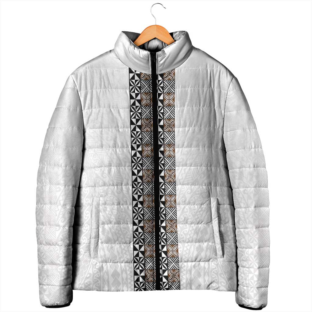 Light Gray Tongan Polynesian Tribal Padded Jacket - Polynesian Pride