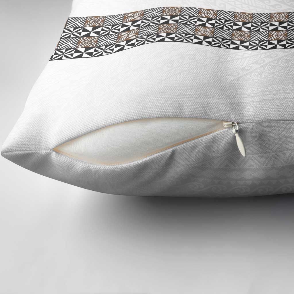 Light Gray Tongan Polynesian Tribal Pillow Cover - Polynesian Pride