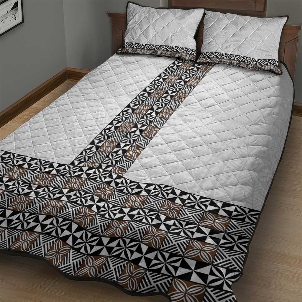 Light Gray Tongan Polynesian Tribal Quilt Bed Set - Polynesian Pride