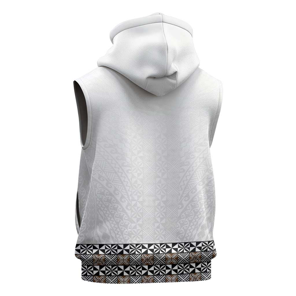 Light Gray Tongan Polynesian Tribal Sleeveless Hoodie - Polynesian Pride