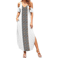 Light Gray Tongan Polynesian Tribal Summer Maxi Dress - Polynesian Pride