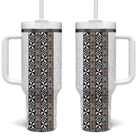 Light Gray Tongan Polynesian Tribal Tumbler With Handle - Polynesian Pride