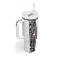 Light Gray Tongan Polynesian Tribal Tumbler With Handle - Polynesian Pride