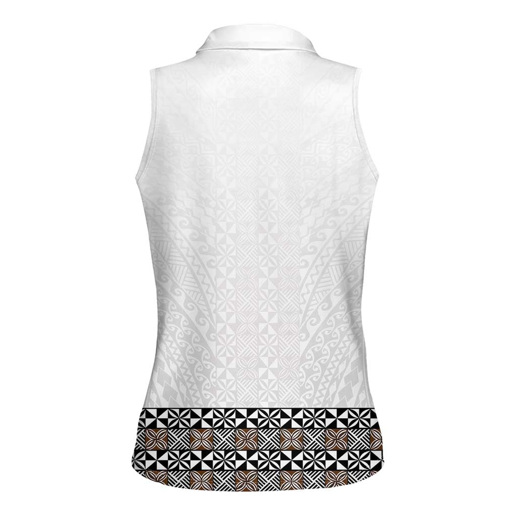 Light Gray Tongan Polynesian Tribal Women Sleeveless Polo Shirt - Polynesian Pride