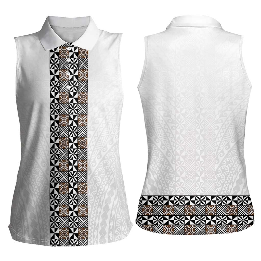 Light Gray Tongan Polynesian Tribal Women Sleeveless Polo Shirt - Polynesian Pride