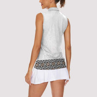 Light Gray Tongan Polynesian Tribal Women Sleeveless Polo Shirt - Polynesian Pride