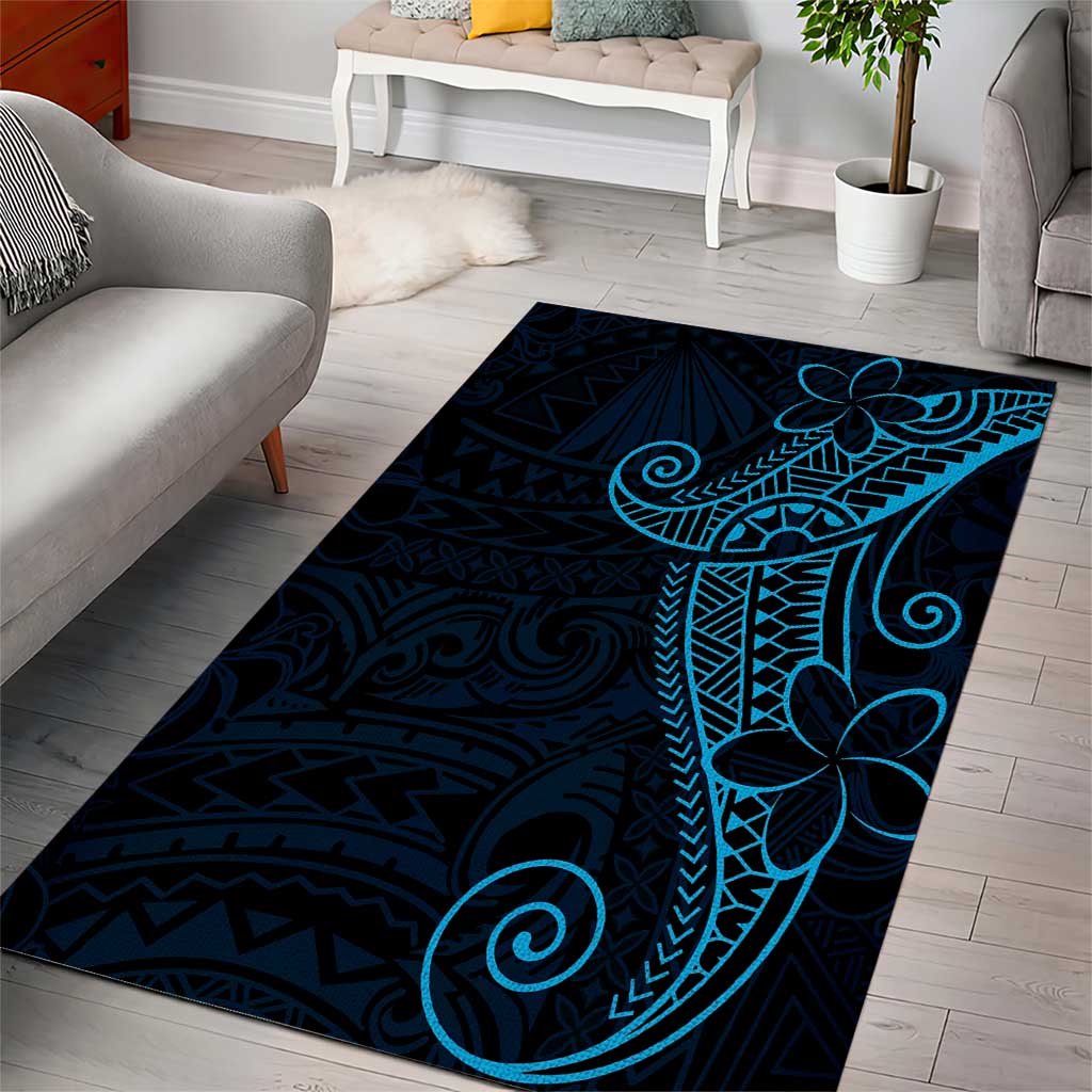 Black Blue Polynesian Tribal Area Rug - Polynesian Pride