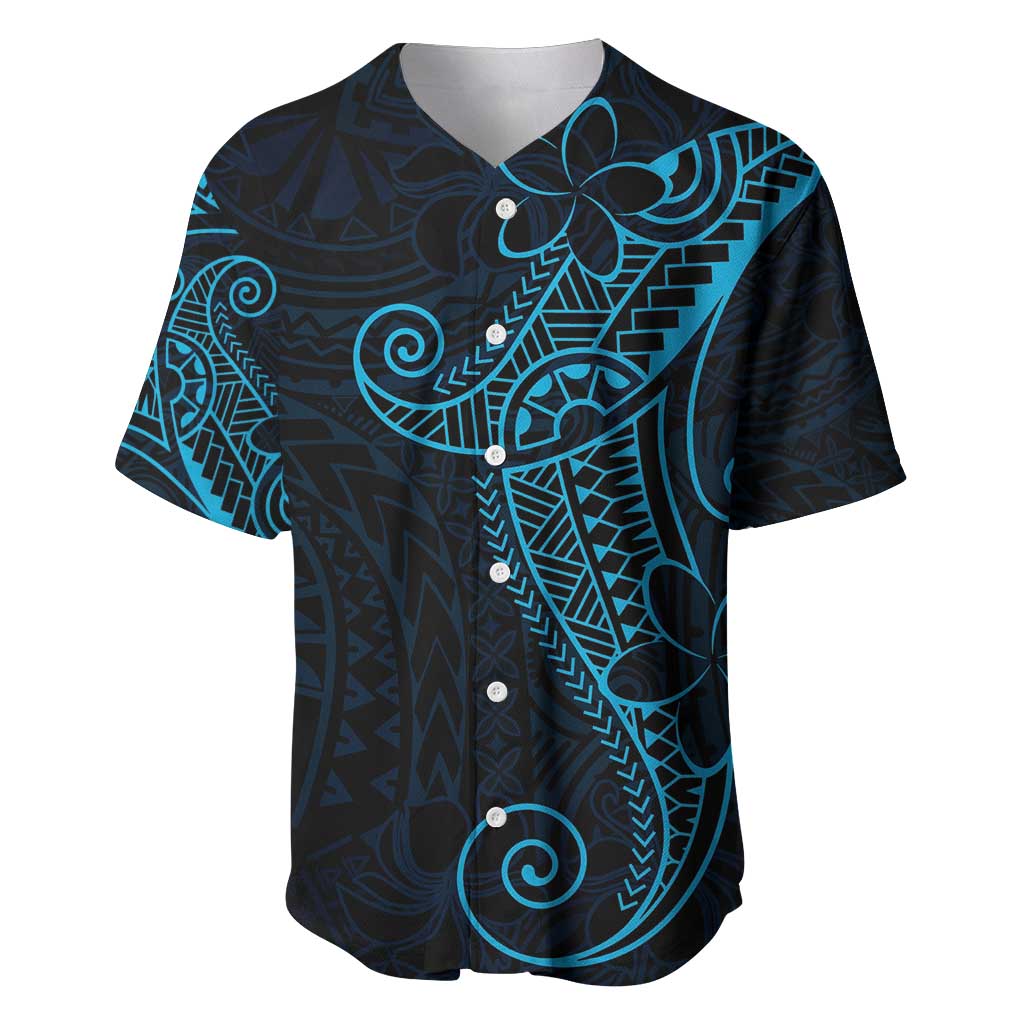Black Blue Polynesian Tribal Baseball Jersey - Polynesian Pride