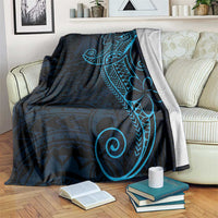 Black Blue Polynesian Tribal Blanket - Polynesian Pride