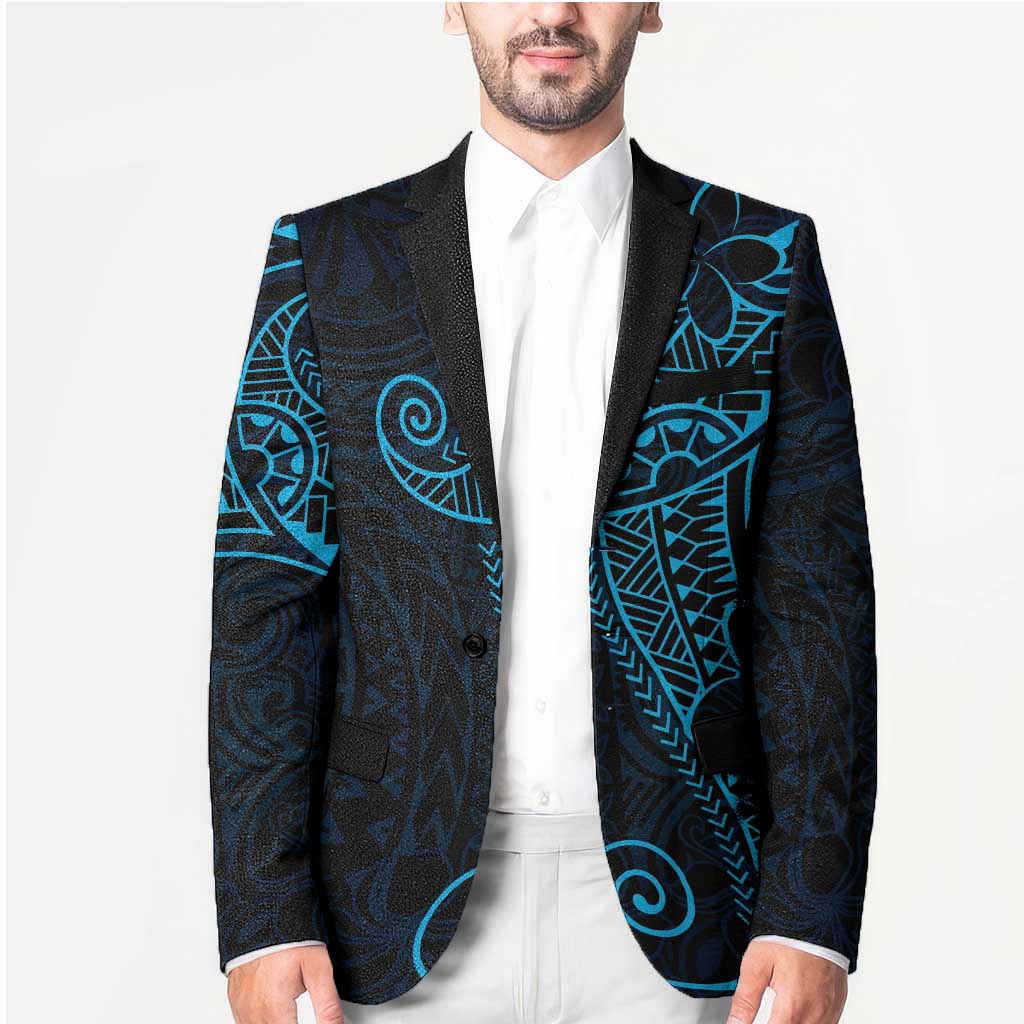 Black Blue Polynesian Tribal Blazer - Polynesian Pride