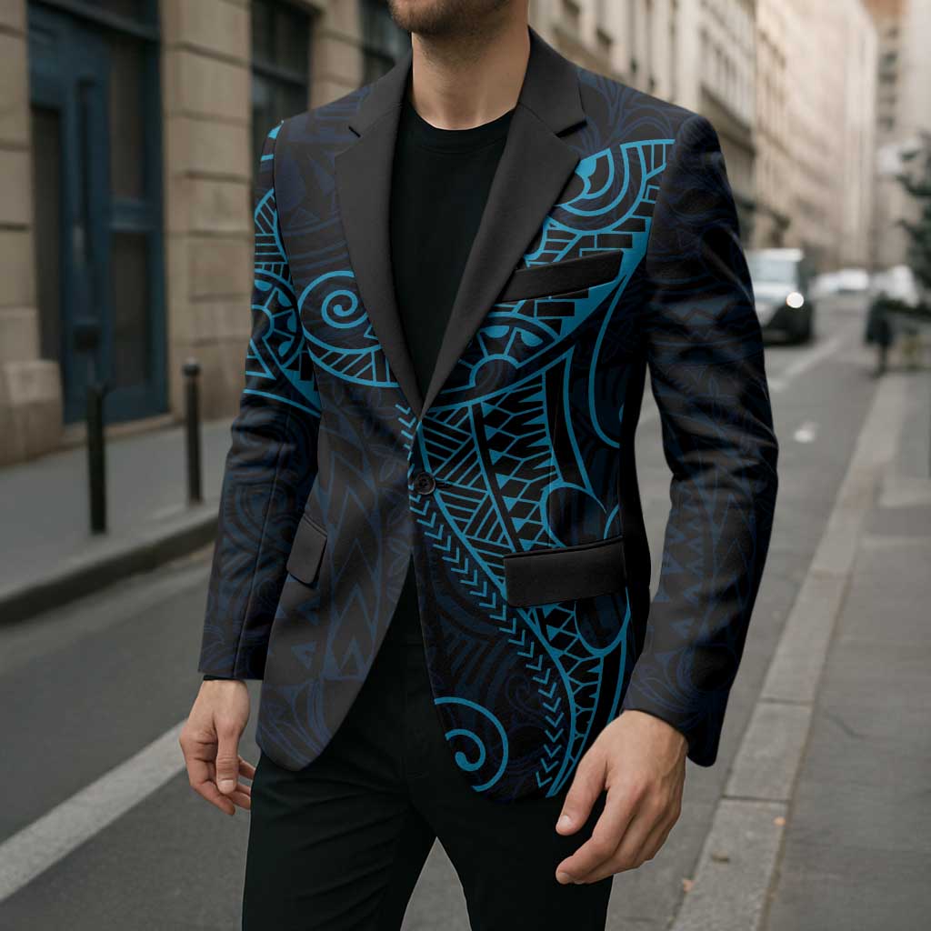 Black Blue Polynesian Tribal Blazer - Polynesian Pride
