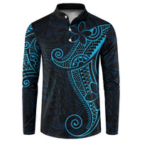 Black Blue Polynesian Tribal Button Sweatshirt - Polynesian Pride