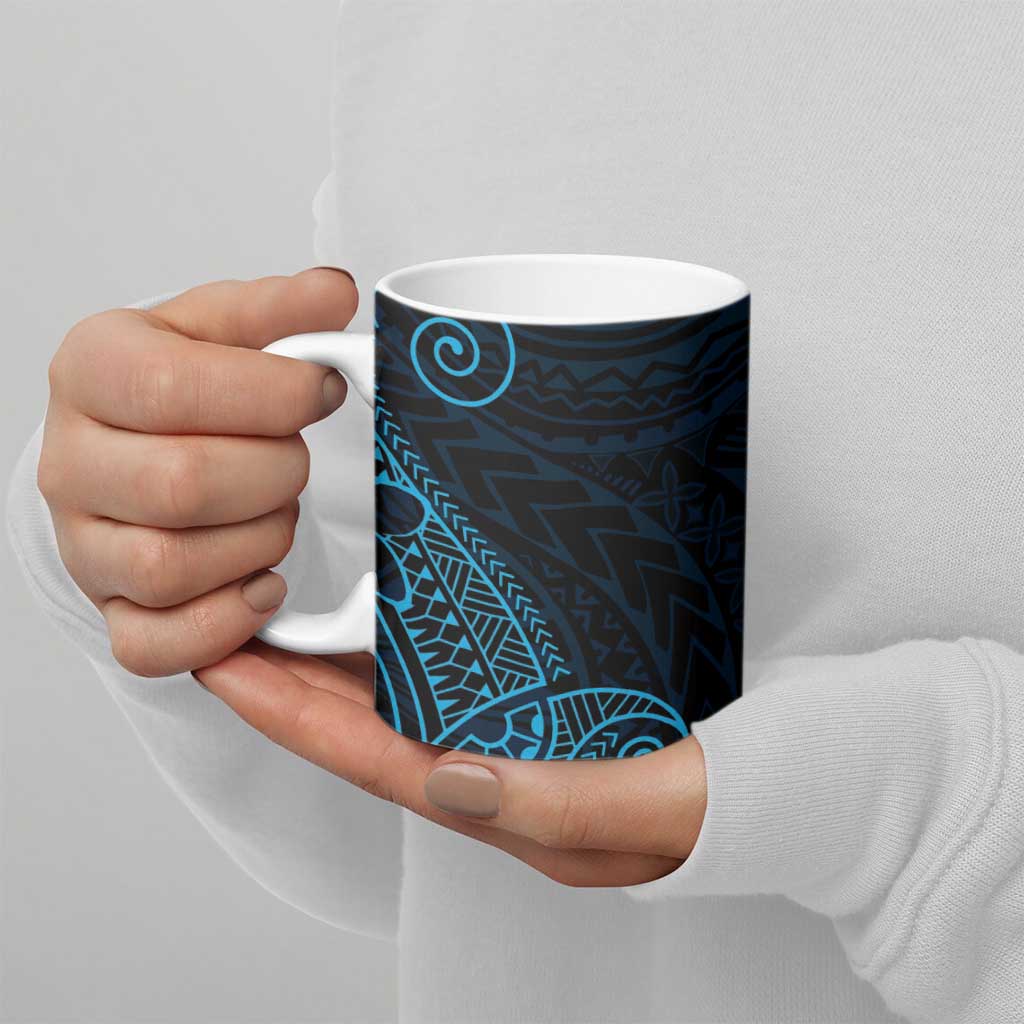 Black Blue Polynesian Tribal Ceramic Mug - Polynesian Pride