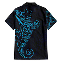 Black Blue Polynesian Tribal Family Matching Long Sleeve Bodycon Dress and Hawaiian Shirt - Polynesian Pride