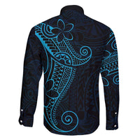 Black Blue Polynesian Tribal Family Matching Long Sleeve Bodycon Dress and Hawaiian Shirt - Polynesian Pride