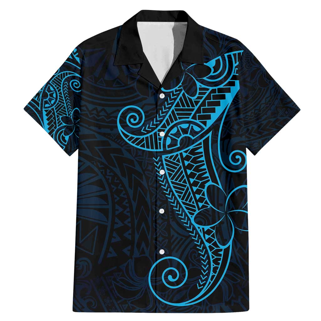 Black Blue Polynesian Tribal Family Matching Mermaid Dress and Hawaiian Shirt - Polynesian Pride