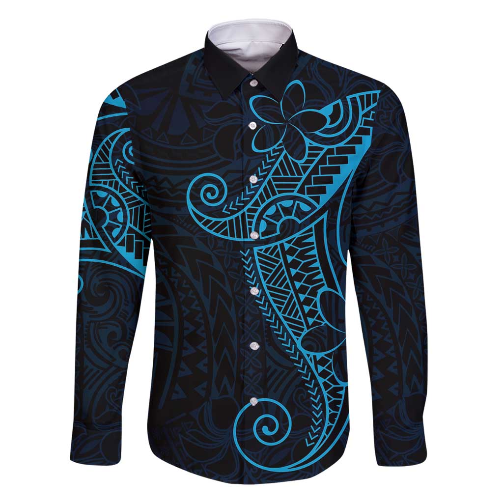 Black Blue Polynesian Tribal Family Matching Mermaid Dress and Hawaiian Shirt - Polynesian Pride
