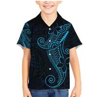 Black Blue Polynesian Tribal Family Matching Mermaid Dress and Hawaiian Shirt - Polynesian Pride