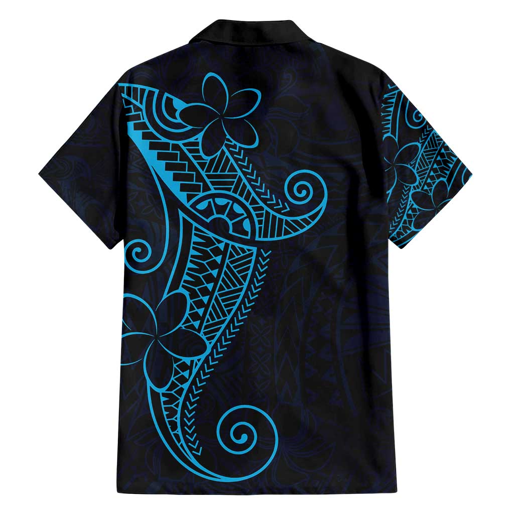Black Blue Polynesian Tribal Family Matching Tank Maxi Dress and Hawaiian Shirt - Polynesian Pride