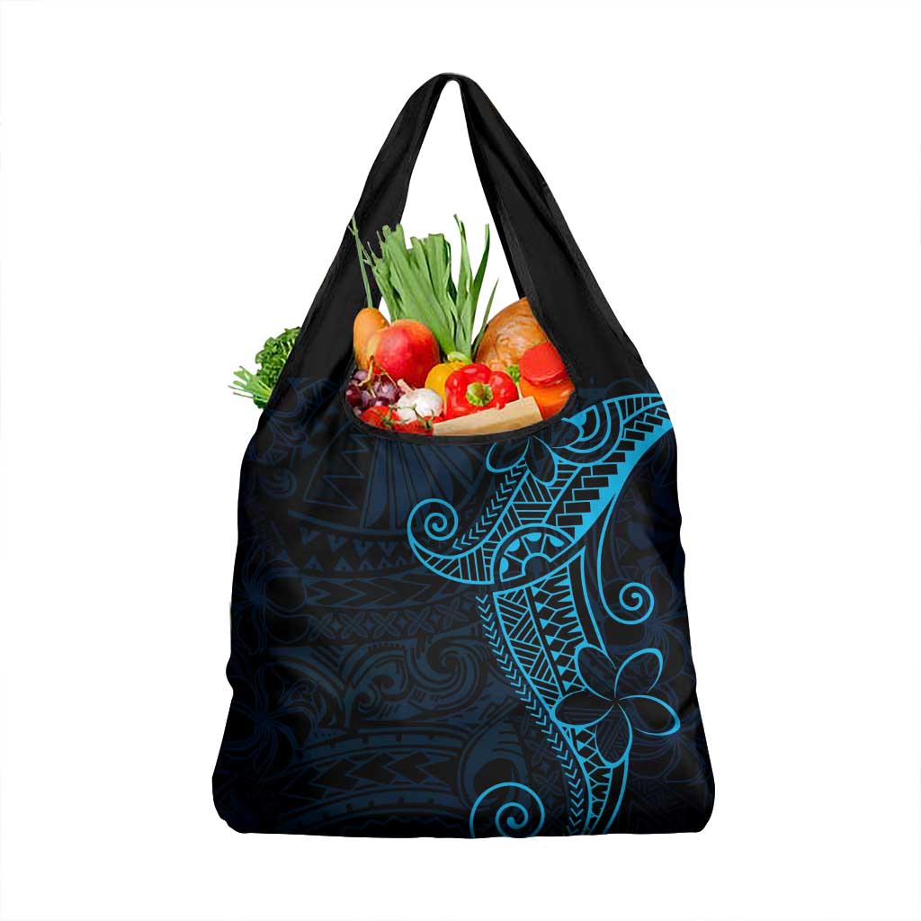 Black Blue Polynesian Tribal Grocery Bag - Polynesian Pride