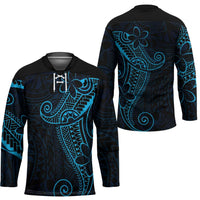 Black Blue Polynesian Tribal Hockey Jersey - Polynesian Pride